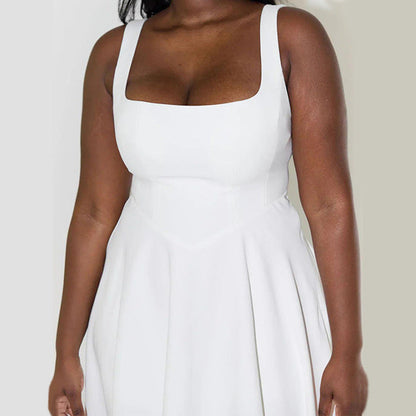 Damen Maxikleid Quadratischer Ausschnitt Fließender Rock Norvielle