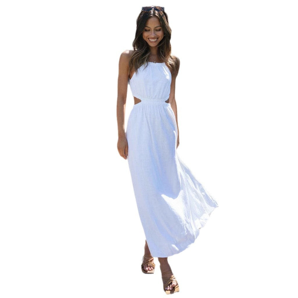 Damen Maxikleid Hohes Beinschlitz Cut-Outs Norvielle
