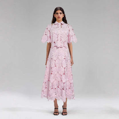Damen Blumenkleid Hochgeschlossener Kragen Voluminöse Ärmel Norvielle