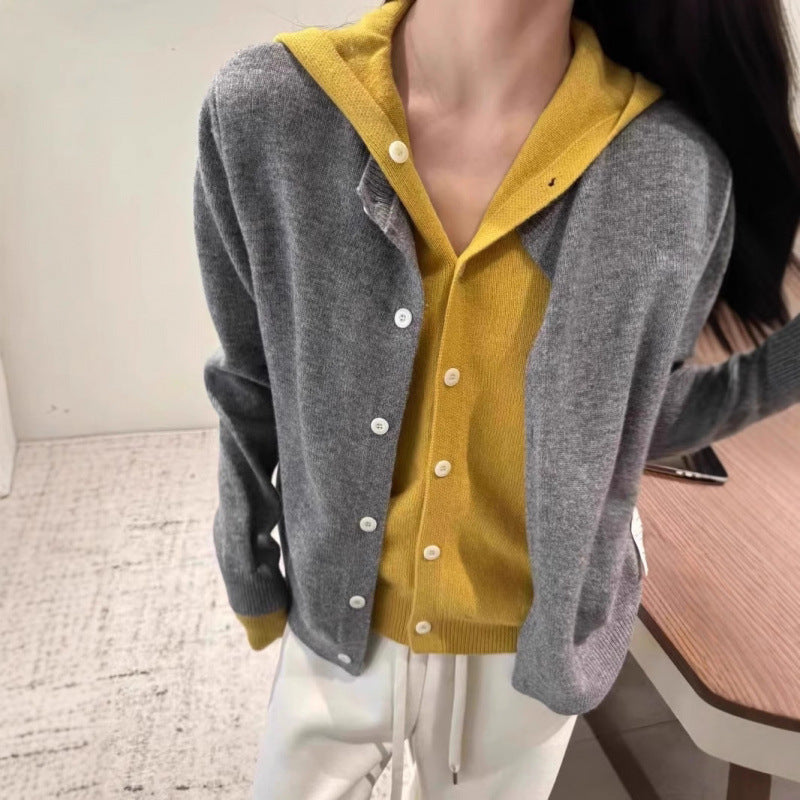 Damen Strickjacke Kuschelig V-Ausschnitt Knöpfe Beige