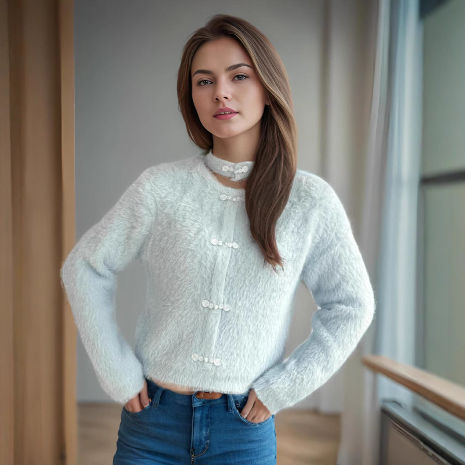 Damen Pullover Hochgeschlossen Kuschelig Norvielle