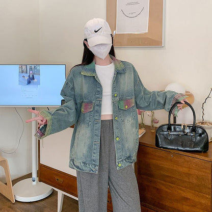 Damen Oversized Denimjacke Bunt Norvielle