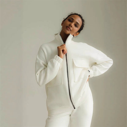 Damen Kapuzenpullover Norvielle Reißverschluss Taschen - Norvielle