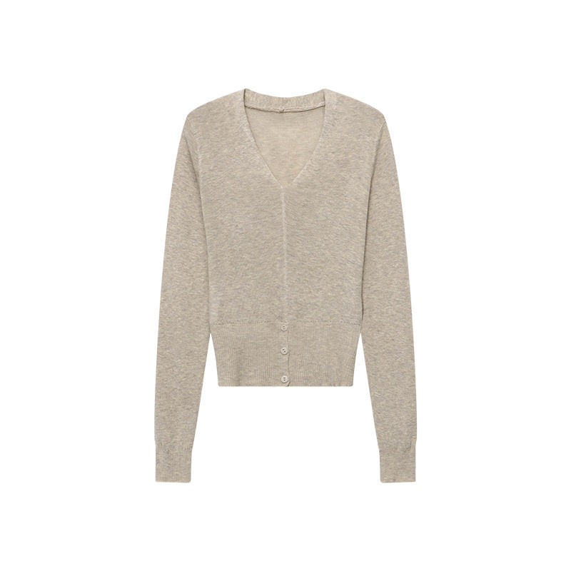 Damen Strickpullover V-Ausschnitt Norvielle Feinripp mit Knöpfen