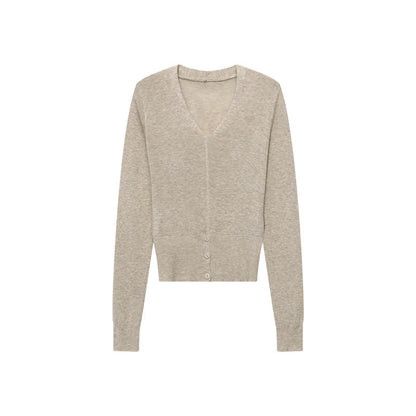 Damen Strickpullover V-Ausschnitt Norvielle Feinripp mit Knöpfen