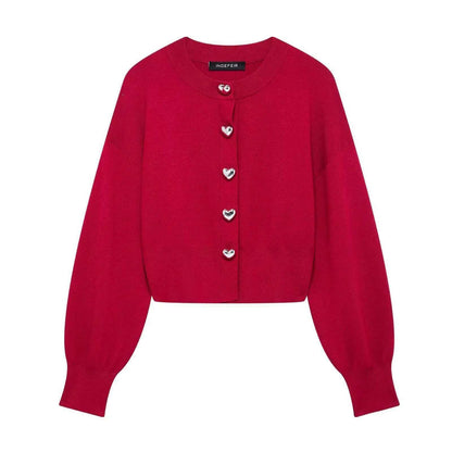 Damen Strickjacke Herzknöpfe Norvielle