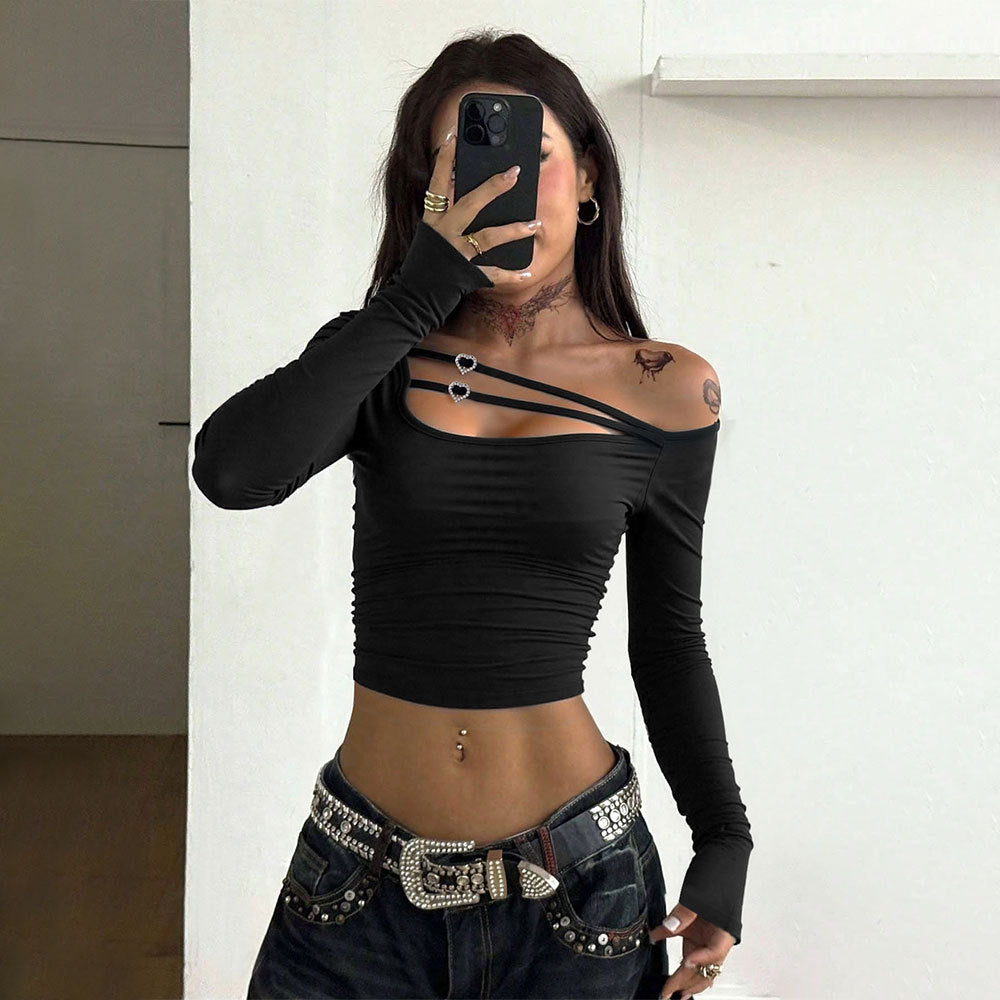 Damen Asymmetrisches mit Trägerdetails Elegantes Oberteil - Norvielle