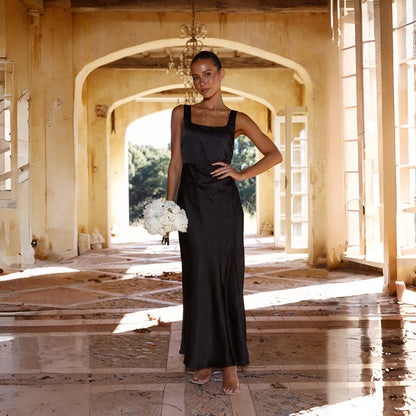 Damen Maxikleid mit seitlichem Schlitz und schmalen Trägern Norvielle