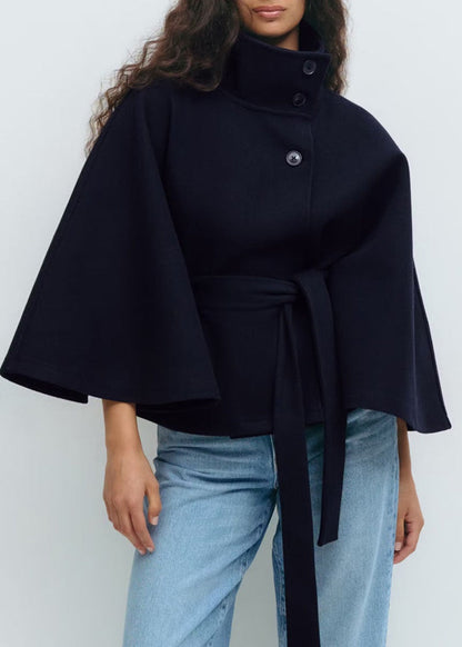 Damen Kapuzenjacke Breite Ärmel Taillengürtel Norvielle