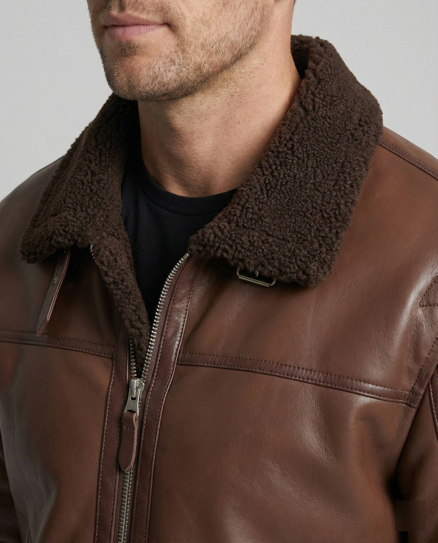 Herren Kunstlederjacke Kragen