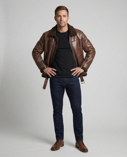 Herren Kunstlederjacke Kragen
