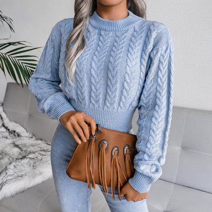 Damen Strickpullover Kuschelig Zopfmuster Tailliert Norvielle