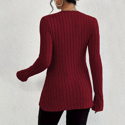 Damen Langarmcardigan Feine Rippstruktur Elegante Knöpfe Beige
