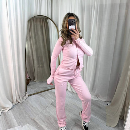 Damen Strick-Loungewear-Set mit Knopfleiste Norvielle Kuschelig