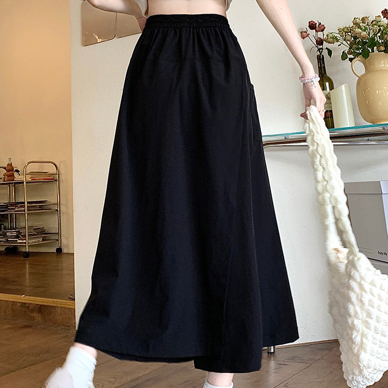 Damen Sommerrock Weit mit hoher Taille und Taschen