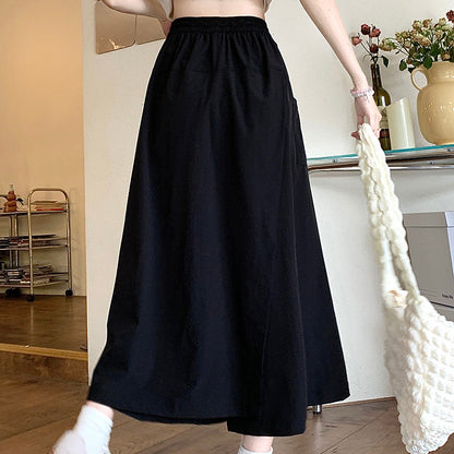 Damen Sommerrock Weit mit hoher Taille und Taschen