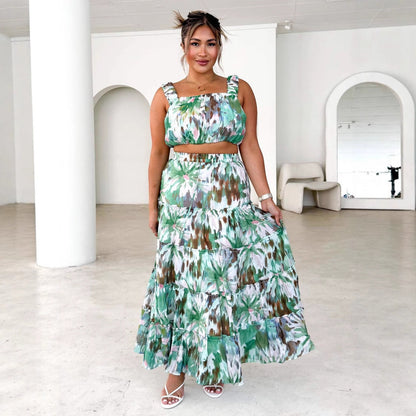 Damen Maxikleid Luftiger Blusenstil Voluminöser Rock Norvielle