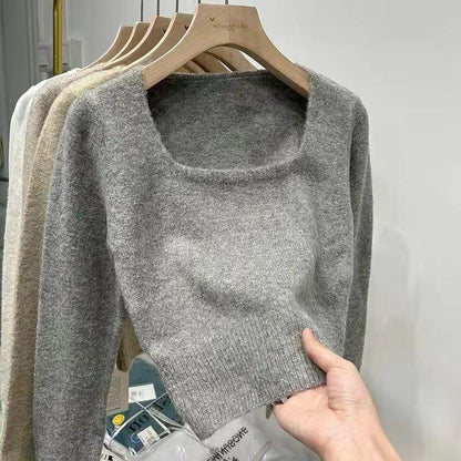 Damen Pullover Rundhals Feinestruktur Beige