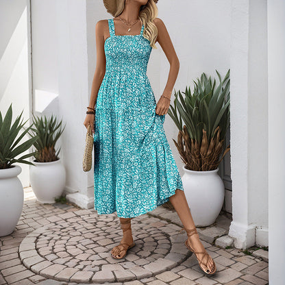 Damen Maxikleid Floralmuster Elastischer Taillengürtel Norvielle
