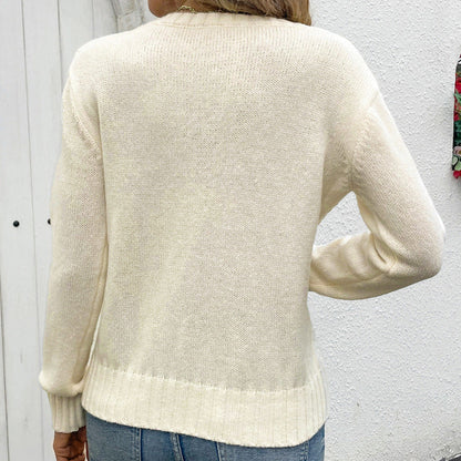 Damen Strickpullover Elegantes Lochmuster