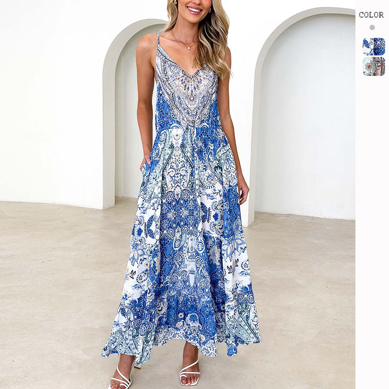 Damen Maxikleid Romantisch Blumenmuster - Norvielle