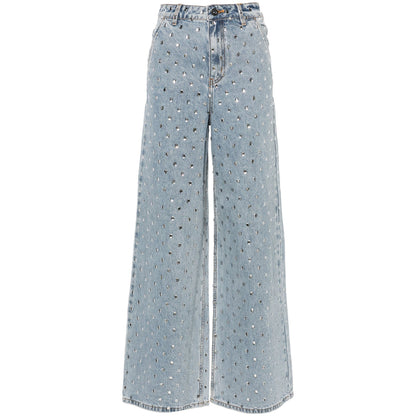 Damen Weite Jeans Glitzernde Applikationen