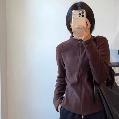 Damen Fleecejacke Stehkragen Sportlich Norvielle