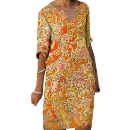 Damen Strandkleid V-Ausschnitt Lässiger Schnitt Norvielle