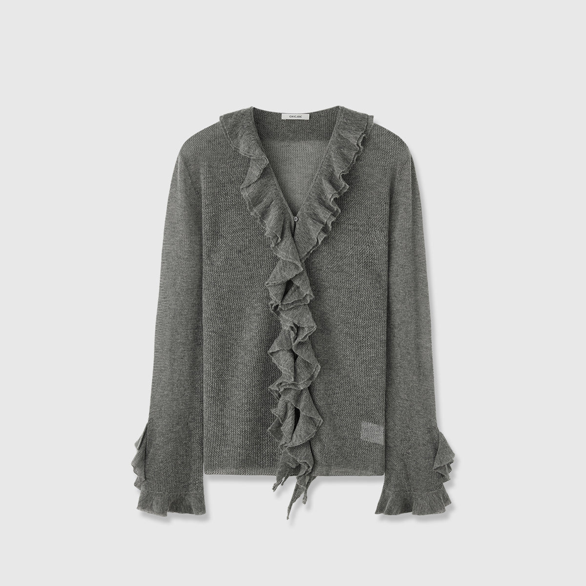 Damen Strickpullover Rüschenverzierung Norvielle