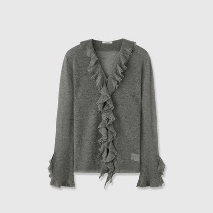 Damen Strickpullover Rüschenverzierung Norvielle