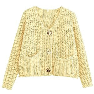 Damen Strickjacke Kuschelig Goldene Knöpfe Norvielle