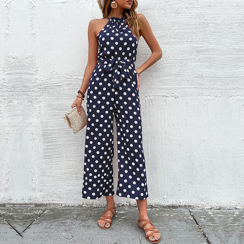 Damen Jumpsuit Modern Punkte Verspielter Gürtel Norvielle