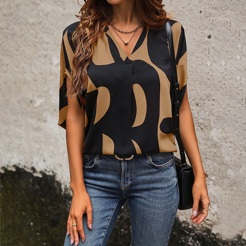 Damen Bluse Modernes Grafikdesign Locker Leicht Norvielle - Norvielle