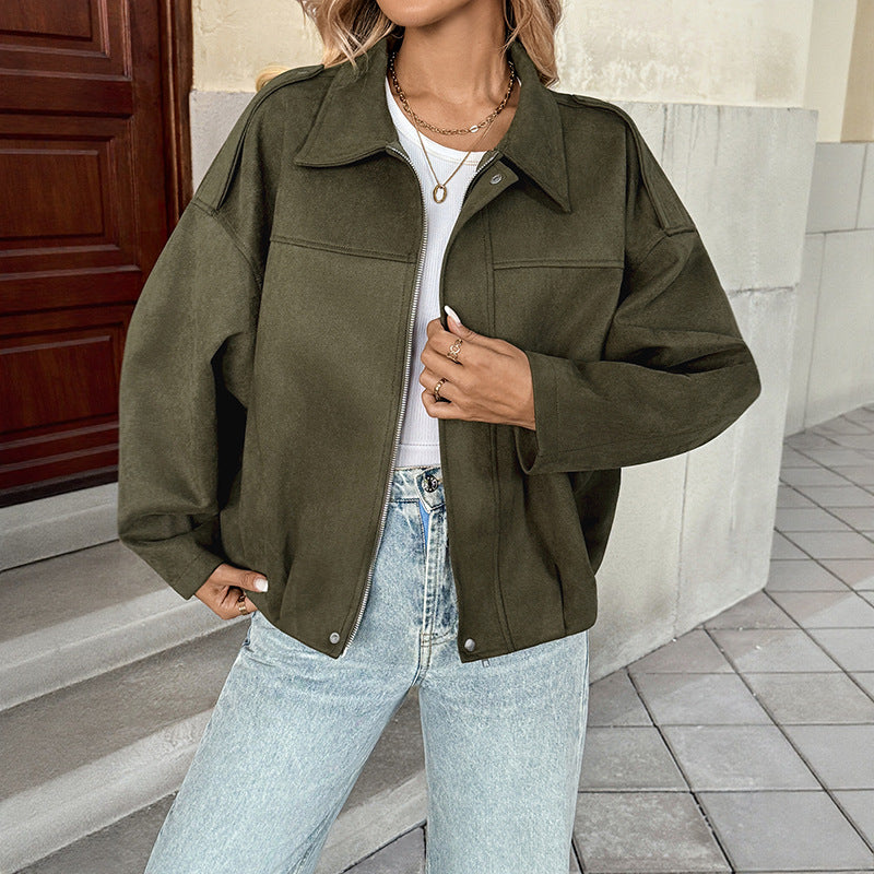 Damen Oversized-Jacke Hochwertiges Material Großzügig Schwarz - Norvielle