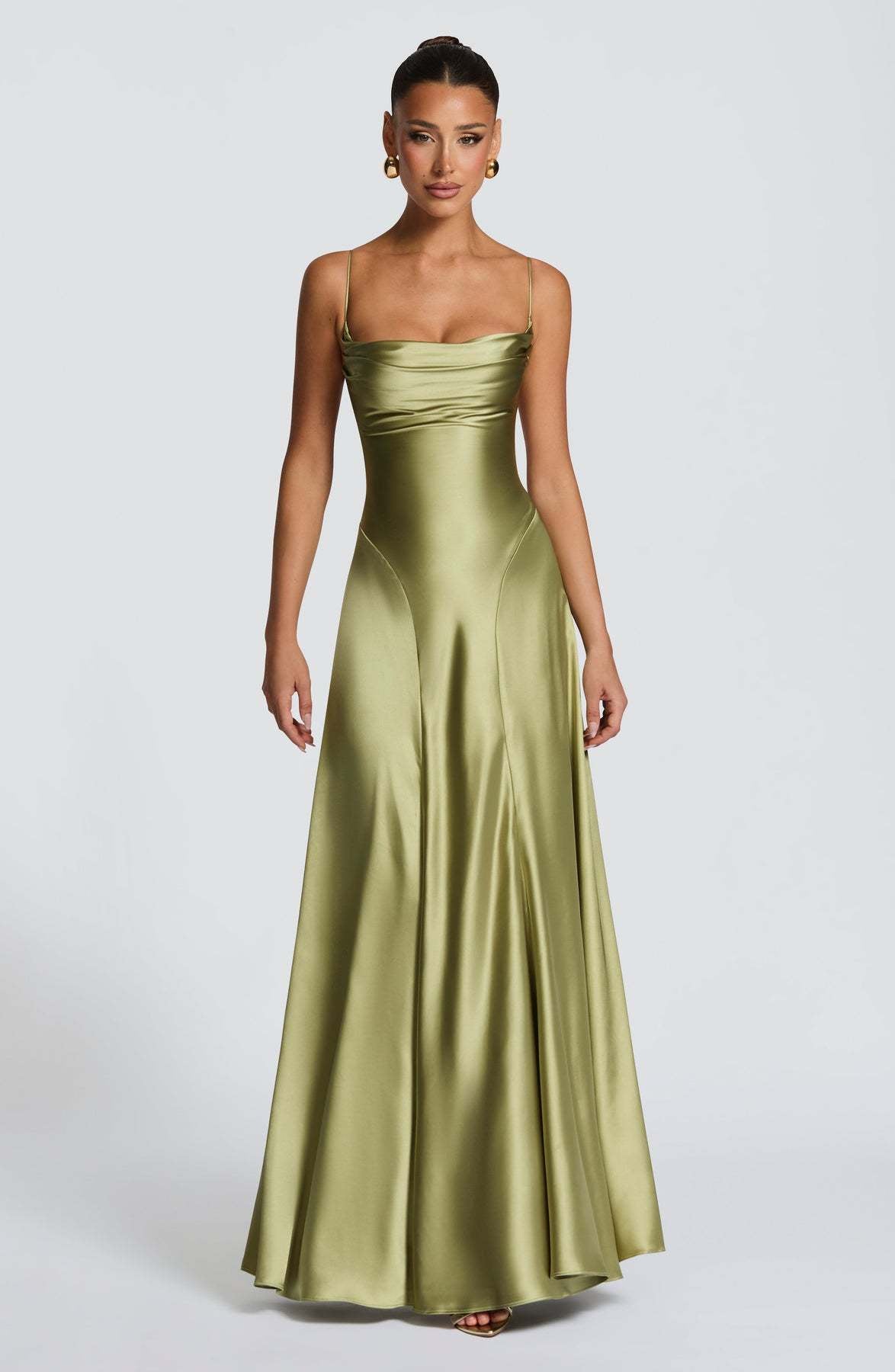Damen Maxikleid Satin Elegantes Design Spaghetti-Träger