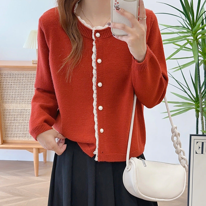 Damen Strickcardigan Feinripp mit Knöpfen Beige