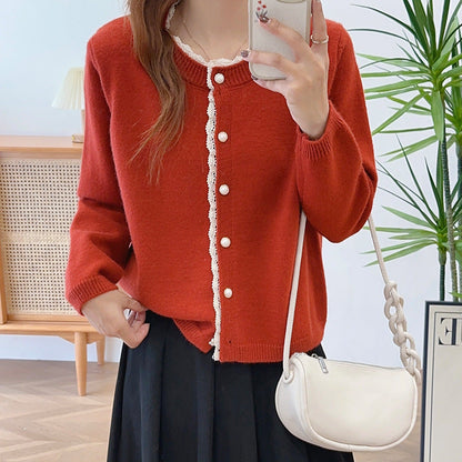 Damen Strickcardigan Feinripp mit Knöpfen Beige