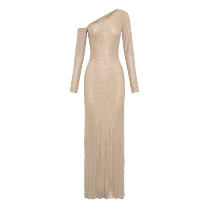 Damen Abendkleid Figurbetont Norvielle Pailletten Asymmetrisch