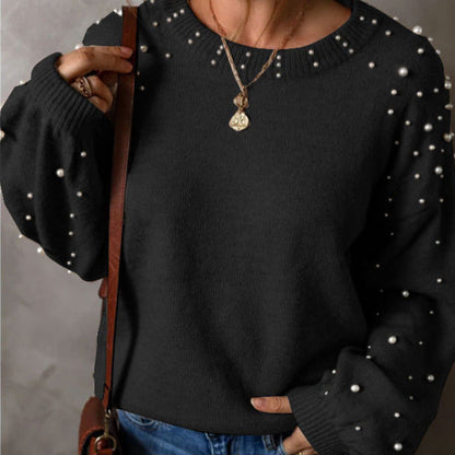 Damen Strickpullover mit Perlendetails