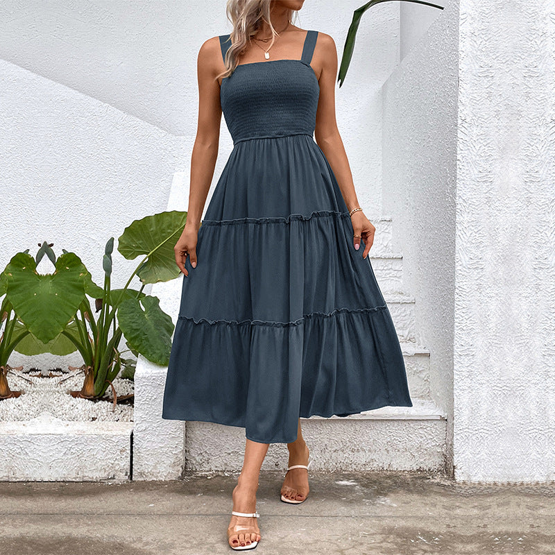 Damen Midikleid Luftige Rüschung Taillierter Schnitt Norvielle