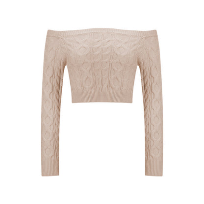 Damen Off-Shoulder Pullover Zopfmuster Norvielle
