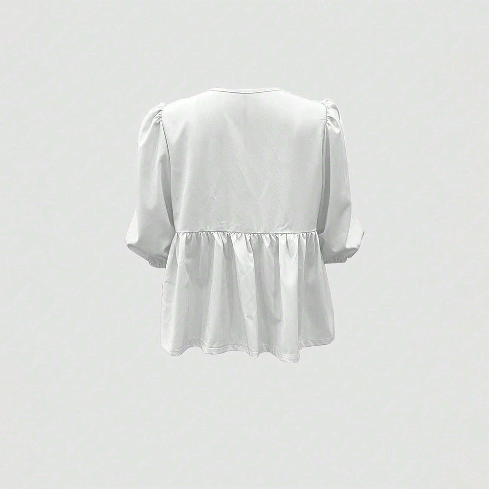 Damen Bluse Rüschendetails Lässiger Schnitt Norvielle