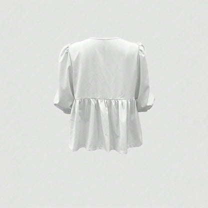 Damen Bluse Rüschendetails Lässiger Schnitt Norvielle