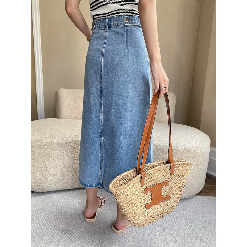 Damen Eleganter Long Denimrock