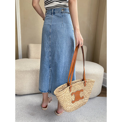 Damen Eleganter Long Denimrock