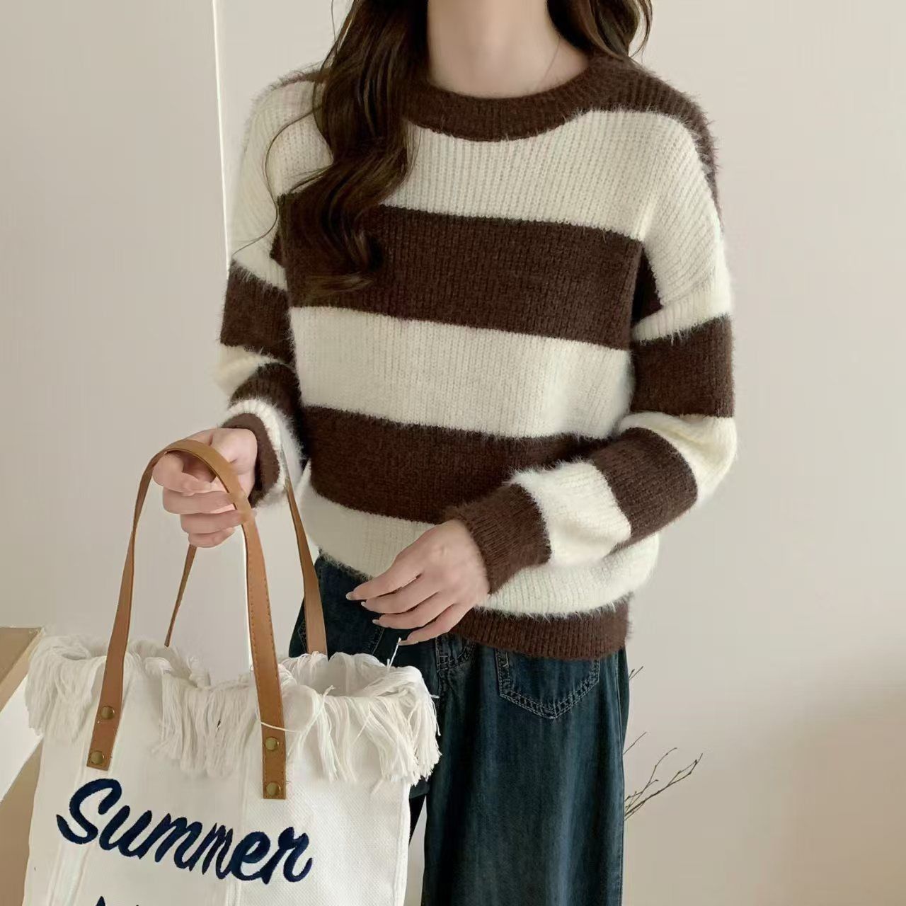 Damen Kuschelpullover Gestreift Norvielle - Norvielle