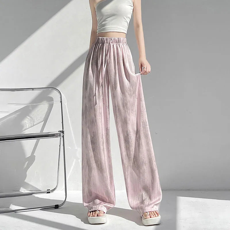 Damen Palazzo-Hose Leicht Atmungsaktiv Elastischer Bund