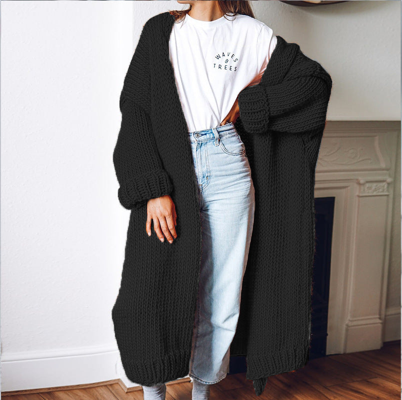 Damen Grobstrick Cardigan Oversized Bequem