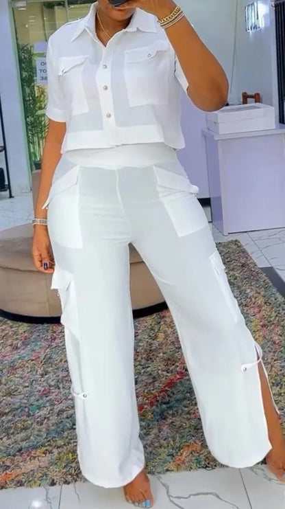 Damen Crop- und Cargo-Hosen Set Norvielle