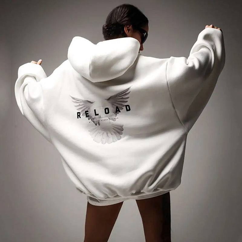 Damen Oversized Kapuzenpullover mit Rückenprint